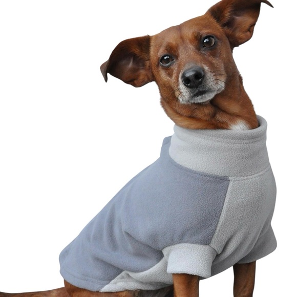 HIGHLAND FLEECE Dog Coat by DOGGIE DESIGN in Two Tone Gray - Fits Small Dogs - Picture 7 of 10